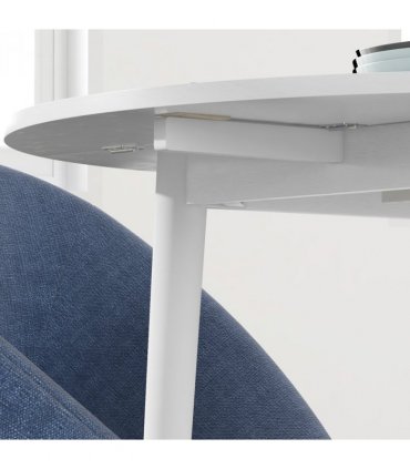 HOMCOM Foldable Dining Table, Round Drop Leaf Table with Wood Legs