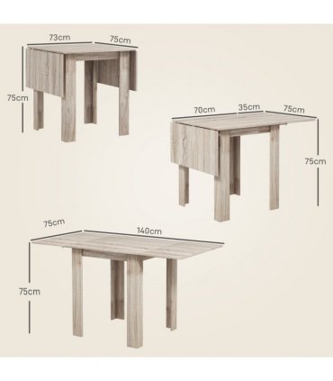 HOMCOM Folding Dining Table Extendable Kitchen Table Drop Leaf Table for 2-4