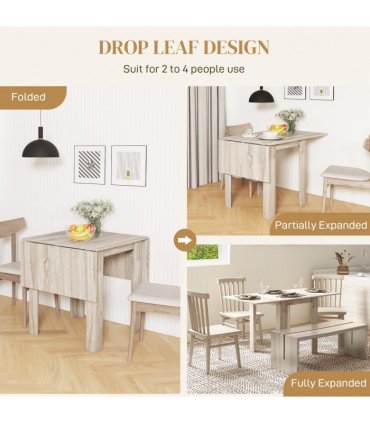 HOMCOM Folding Dining Table Extendable Kitchen Table Drop Leaf Table for 2-4