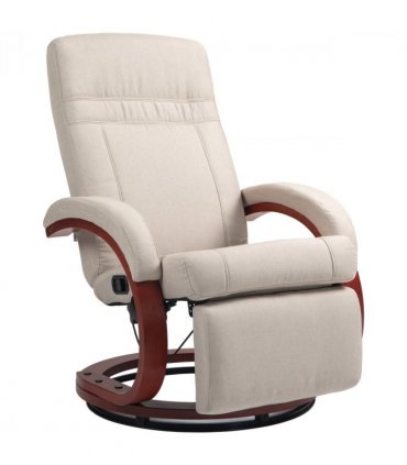 HOMCOM Manual Recliner Swivel Reclining Chair with Footrest Armrests Beige