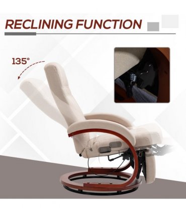HOMCOM Manual Recliner Swivel Reclining Chair with Footrest Armrests Beige