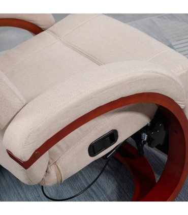 HOMCOM Manual Recliner Swivel Reclining Chair with Footrest Armrests Beige