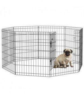 PawHut 8 Panel DIY Dog Pen with Door for Indoor/Outdoor Use, 76cm High