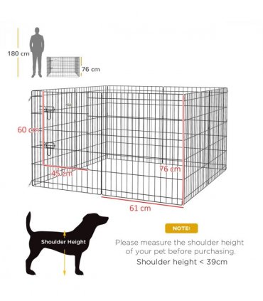 PawHut 8 Panel DIY Dog Pen with Door for Indoor/Outdoor Use, 76cm High