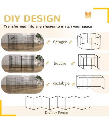 PawHut 8 Panel DIY Dog Pen with Door for Indoor/Outdoor Use, 76cm High