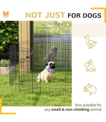 PawHut 8 Panel DIY Dog Pen with Door for Indoor/Outdoor Use, 76cm High