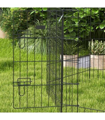 PawHut 8 Panel DIY Dog Pen with Door for Indoor/Outdoor Use, 76cm High