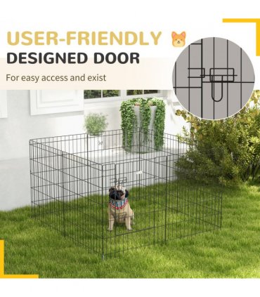 PawHut 8 Panel DIY Dog Pen with Door for Indoor/Outdoor Use, 76cm High
