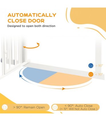 PawHut Extra Tall Dog Gate with Cat Door Auto Close for Stairs 74-101 cm Wide