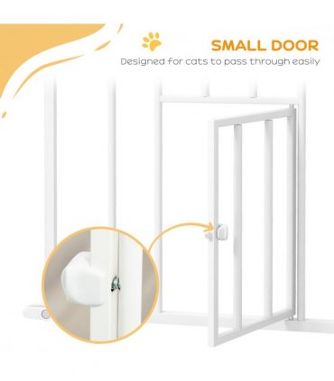PawHut Extra Tall Dog Gate with Cat Door Auto Close for Stairs 74-101 cm Wide
