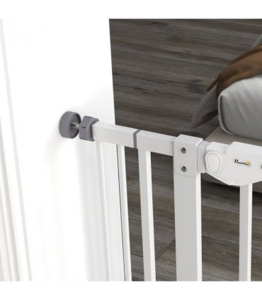 PawHut Extra Tall Dog Gate with Cat Door Auto Close for Stairs 74-101 cm Wide