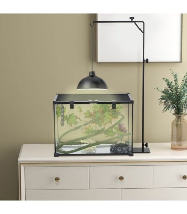 PawHut Reptile Lamp Stand, 86-129Hcm Adjustable Lamp Holder w/ Base, Hook