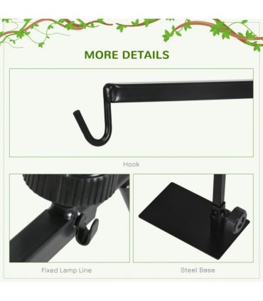 PawHut Reptile Lamp Stand, Adjustable Lamp Holder with Hook Hanging Base