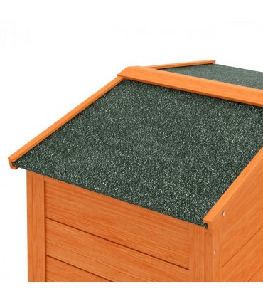 PawHut Wooden Rabbit Hutch with Run, Ramp, Slide-out Tray, Orange