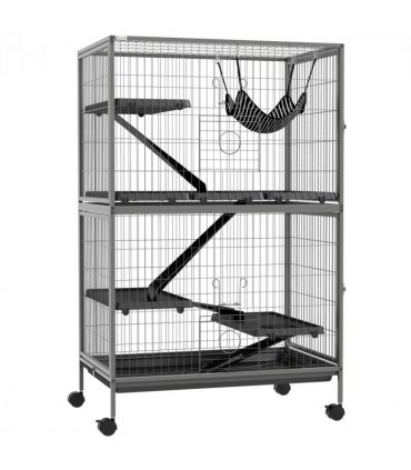 PawHut Small Animal Cages for Chinchilla Ferret Kitten on Wheels W/ Hammock Tray