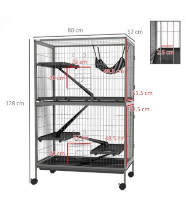 PawHut Small Animal Cages for Chinchilla Ferret Kitten on Wheels W/ Hammock Tray