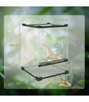 PawHut Glass Reptile Terrarium, 12L Vivarium for Lizards Frogs Snakes Turtles