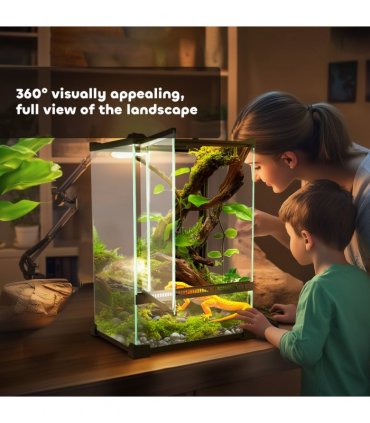 PawHut Glass Reptile Terrarium, 12L Vivarium for Lizards Frogs Snakes Turtles