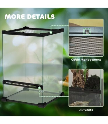 PawHut Glass Reptile Terrarium, 12L Vivarium for Lizards Frogs Snakes Turtles