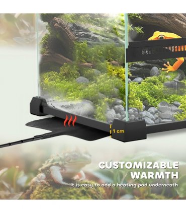 PawHut Glass Reptile Terrarium, 12L Vivarium for Lizards Frogs Snakes Turtles
