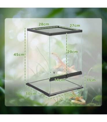 PawHut Glass Reptile Terrarium, 40L Vivarium for Lizards Frogs Snakes Turtles