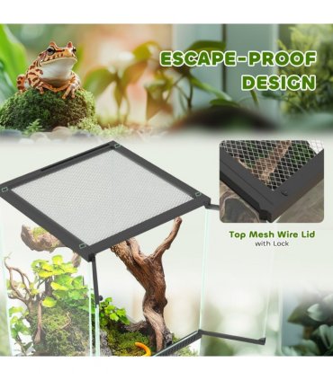 PawHut Glass Reptile Terrarium, 40L Vivarium for Lizards Frogs Snakes Turtles