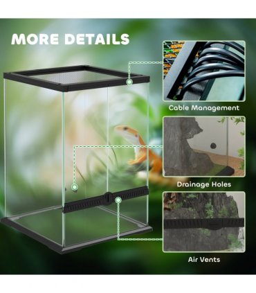 PawHut Glass Reptile Terrarium, 40L Vivarium for Lizards Frogs Snakes Turtles