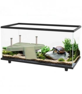 PawHut Turtle Tank 50L Glass Turtle Aquarium w/ Easy-Drain 60 x 30 x 32cm