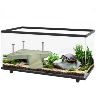 PawHut Turtle Tank 50L Glass Turtle Aquarium w/ Easy-Drain 60 x 30 x 32cm