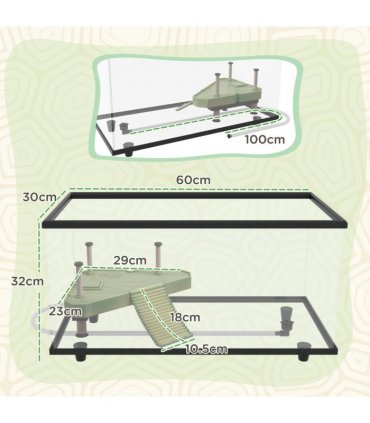 PawHut Turtle Tank 50L Glass Turtle Aquarium w/ Easy-Drain 60 x 30 x 32cm
