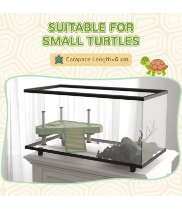 PawHut Turtle Tank 50L Glass Turtle Aquarium w/ Easy-Drain 60 x 30 x 32cm