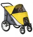 PawHut Pet Stroller Foldable Design with Cushion for M and L Dogs, Yellow