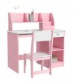 ZONEKIZ Kids Desk and Chair Set with Storage for 5-8 Years, Pink