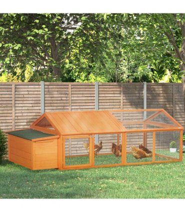 PawHut Wooden Chicken Run with Nesting Box, Openable Roof for 4-8 Chickens Ducks