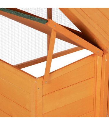 PawHut Wooden Chicken Run with Nesting Box, Openable Roof for 4-8 Chickens Ducks
