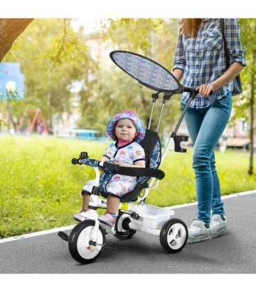 HOMCOM 6 in 1 Kids Tricycle w/ Removable Handle for 1.5 year, Blue