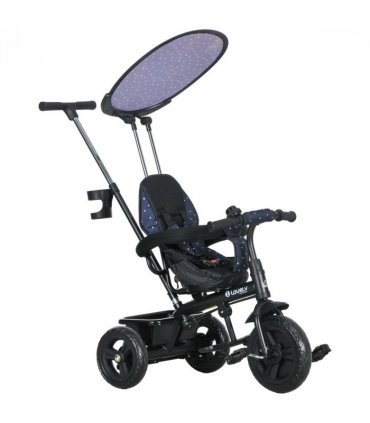 HOMCOM 6 in 1 Kids Tricycle w/ Removable Handle for 1.5 year, Dark Blue