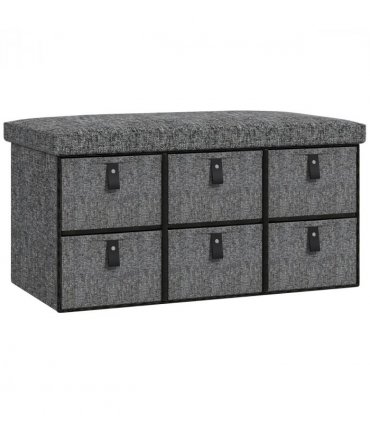 HOMCOM Shoe Bench with Cushioned Seat, 6 Fabric Drawers for Entryway Hallway