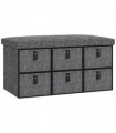 HOMCOM Shoe Bench with Cushioned Seat, 6 Fabric Drawers for Entryway Hallway