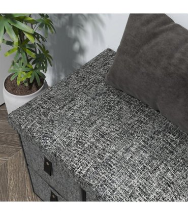 HOMCOM Shoe Bench with Cushioned Seat, 6 Fabric Drawers for Entryway Hallway