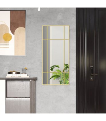 HOMCOM Window Style Vanity Mirror 110 x 50cm Hanging Wall Mirror Gold Tone