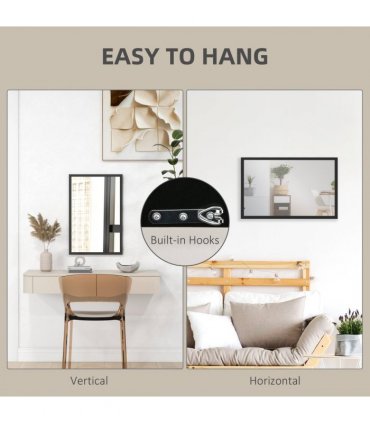 HOMCOM 60x40cm Wall Bathroom Mirror for Home Decor, Vanity Mirror, Black