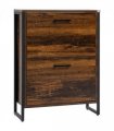 HOMCOM 2 Flip Door Shoe Cabinet with Divider for Entryway Rustic Brown