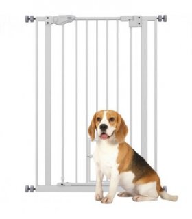 PawHut Extra Tall Dog Gate with Cat Door Auto Close for Stairs 74-80 cm Wide