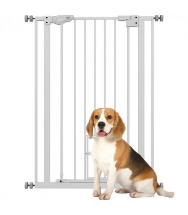 PawHut Extra Tall Dog Gate with Cat Door Auto Close for Stairs 74-80 cm Wide
