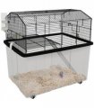 PawHut Hamster Cage, Two-Tier Gerbil Cage w/ Deep Bottom, Ramp, Food Dish