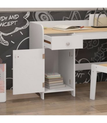 ZONEKIZ Kids Desk and Chair Set for 3-6 Year Old with Storage Drawer, White