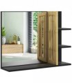 HOMCOM Bathroom Mirror Wall Mount Vanity Mirror with 4 Storage Shelves, Black
