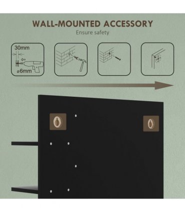 HOMCOM Bathroom Mirror Wall Mount Vanity Mirror with 4 Storage Shelves, Black