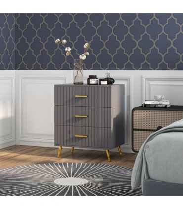 HOMCOM Bedroom Chest of Drawers, 3-Drawer Dresser with Aluminium Legs
